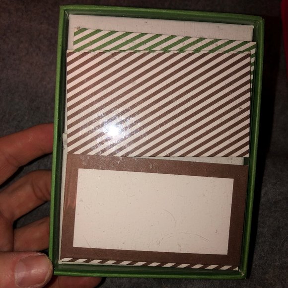 Kate Spade NIB brown green striped paper place card holders box of 12 - Picture 1 of 2